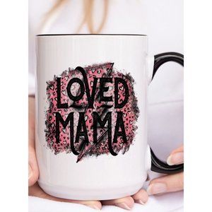 Diona J Mothers Day Loved Mama Black Pink Leopard Cup Red